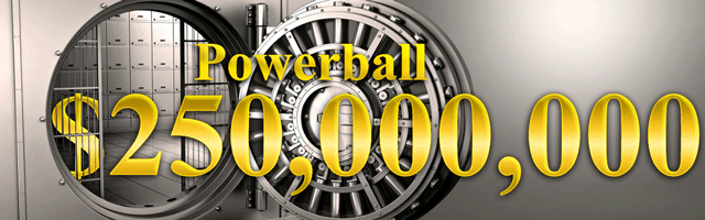 USA lottery POWERBALL has rolled over to a staggering $250,000,000 USD! for Wednesday draw 8th of February 2012 USA lottery POWERBALL has rolled over to a staggering $250,000,000 USD! for Wednesday draw 8th of February 2012